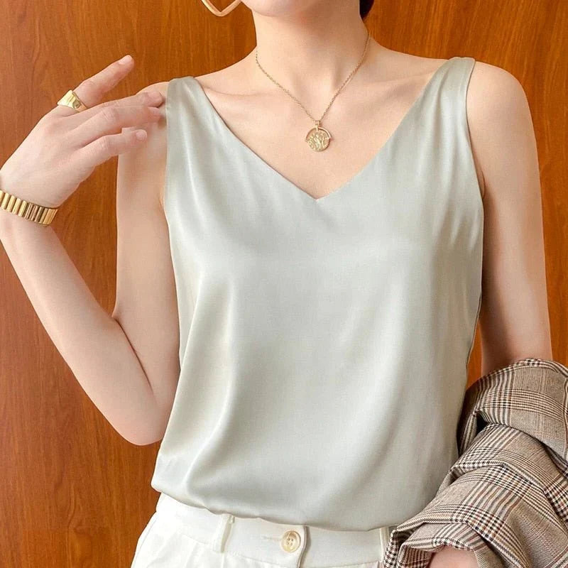 Elegant Silken Women's Tank Top for All-Day Comfort