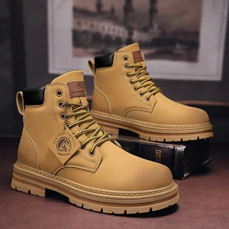 Men's Lace-Up Boots in Waterproof Leather, Non-Slip Comfort Sole, Sizes 6-15
