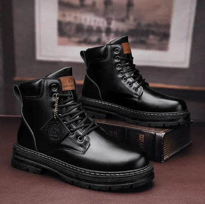 Men's Lace-Up Boots in Waterproof Leather, Non-Slip Comfort Sole, Sizes 6-15