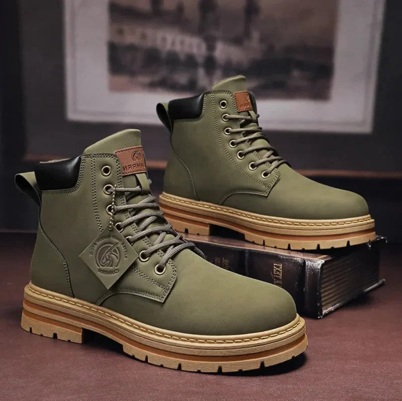 Men's Lace-Up Boots in Waterproof Leather, Non-Slip Comfort Sole, Sizes 6-15