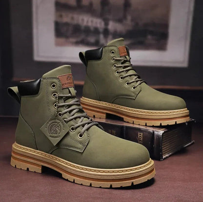 Men's Lace-Up Boots in Waterproof Leather, Non-Slip Comfort Sole, Sizes 6-15