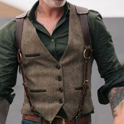 Versatile Sleeveless Layering Vest with Button Detail