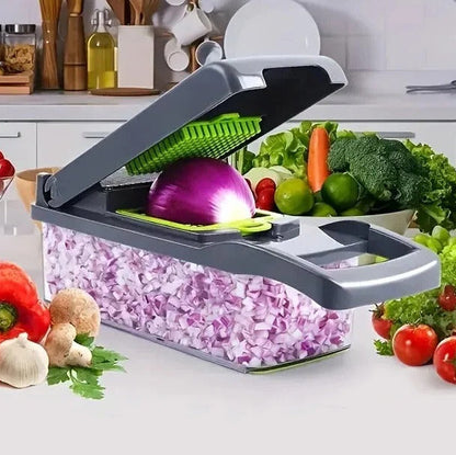 Multi-Function Vegetable Cutter with Slicing, Grating, and Ricing Tools
