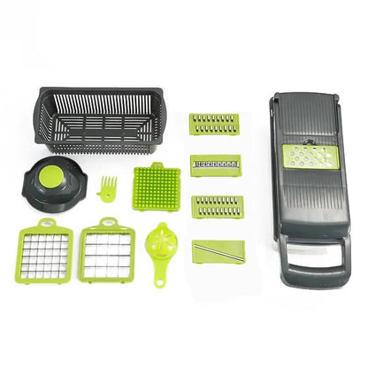 Multi-Function Vegetable Cutter with Slicing, Grating, and Ricing Tools