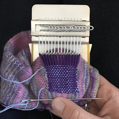 Portable Darning Loom Kit with Weaving Tools for Patchwork and Mending