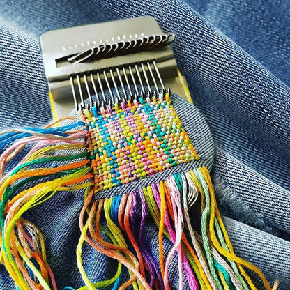 Portable Darning Loom Kit with Weaving Tools for Patchwork and Mending