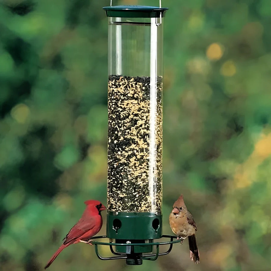 Metal Bird Feeder with Spinning Perch and Squirrel Control Mechanism