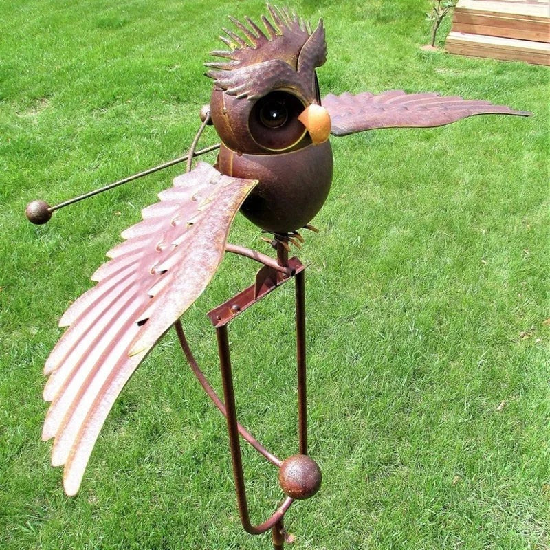 Elegant Garden Bird Ornament with Animated Wings and Stable Base