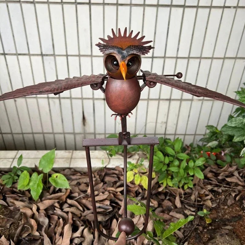 Elegant Garden Bird Ornament with Animated Wings and Stable Base