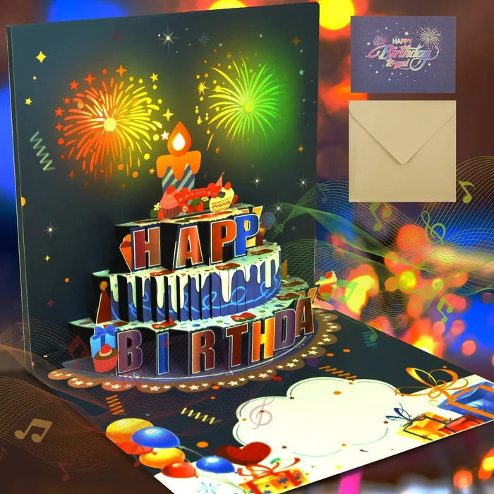 Illuminated 3D Birthday Card with Sound Effects