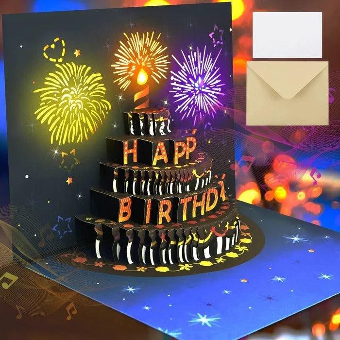 Illuminated 3D Birthday Card with Sound Effects
