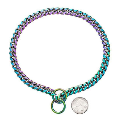 Durable Metal Link Dog Collar with Smooth Finish