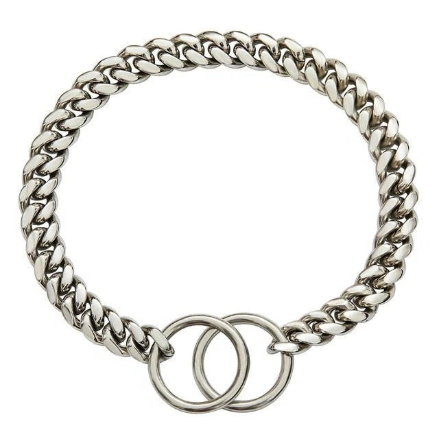Durable Metal Link Dog Collar with Smooth Finish