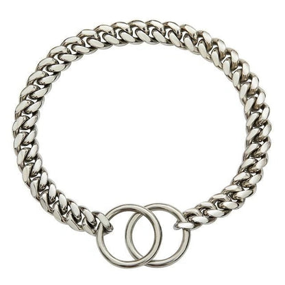 Durable Metal Link Dog Collar with Smooth Finish