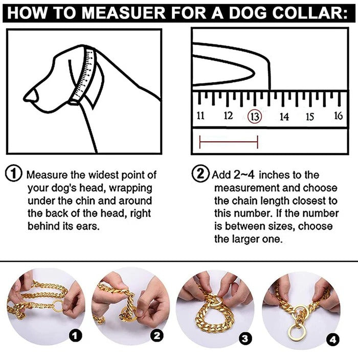 Durable Metal Link Dog Collar with Smooth Finish