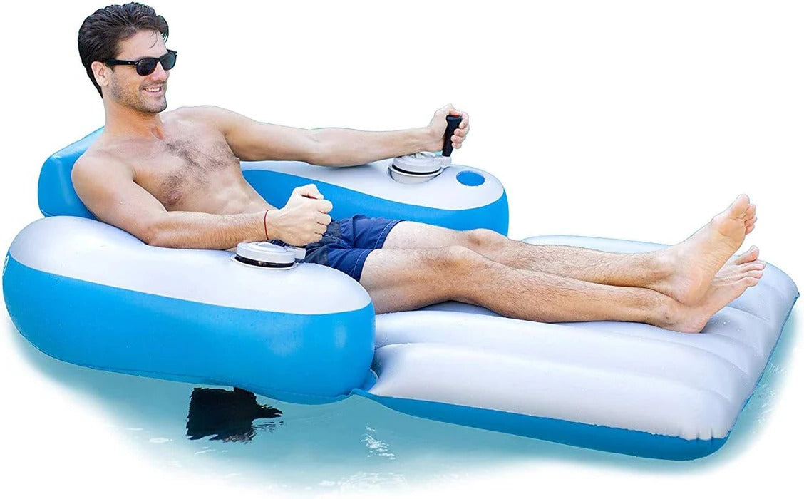 Electric-Propelled Pool Lounge Chair with Elevated Backrest