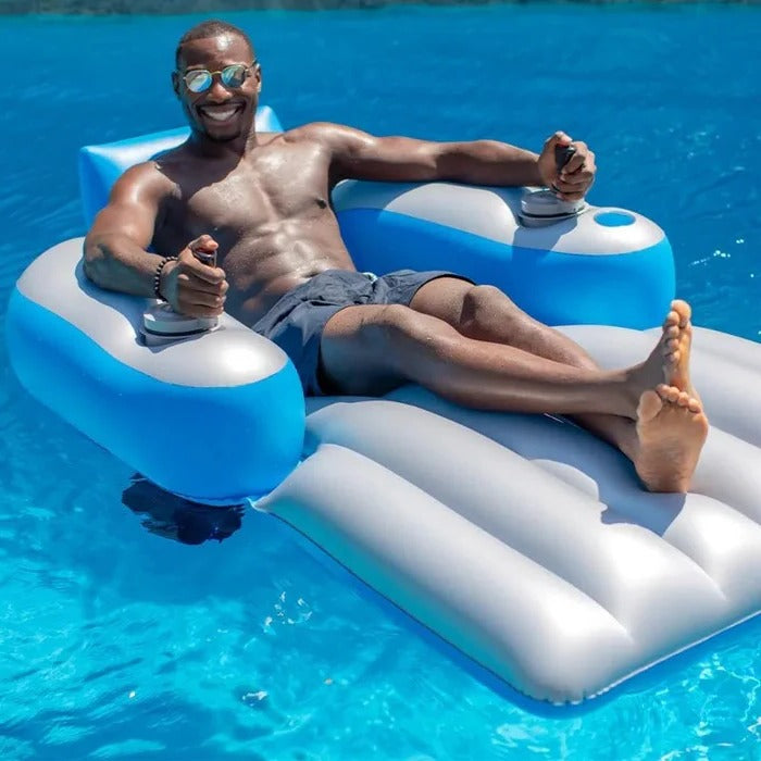 Electric-Propelled Pool Lounge Chair with Elevated Backrest