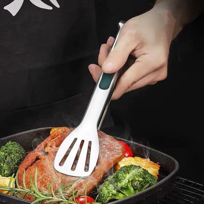 Lightweight Kitchen Tongs in Stainless Steel with Scalloped Grip