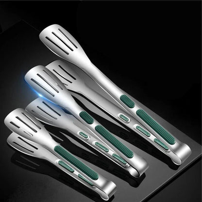 Lightweight Kitchen Tongs in Stainless Steel with Scalloped Grip
