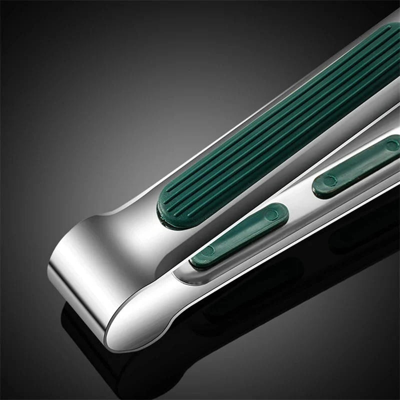 Lightweight Kitchen Tongs in Stainless Steel with Scalloped Grip