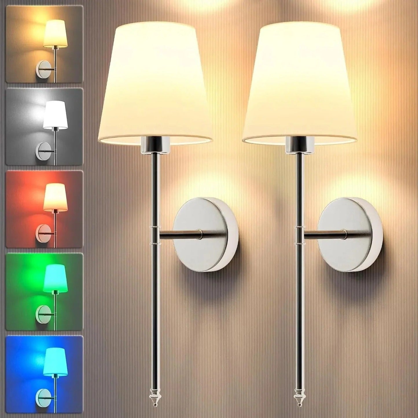 Rechargeable Battery Wall Sconces with Remote and Touch Control - Wireless LED Lights, 40-260 Lumens
