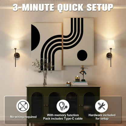Rechargeable Battery Wall Sconces with Remote and Touch Control - Wireless LED Lights, 40-260 Lumens