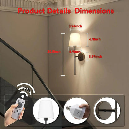 Rechargeable Battery Wall Sconces with Remote and Touch Control - Wireless LED Lights, 40-260 Lumens