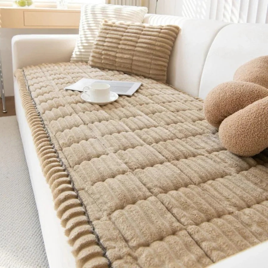 Textured Grip Back Polyester Couch Cover - Machine Washable Fabric