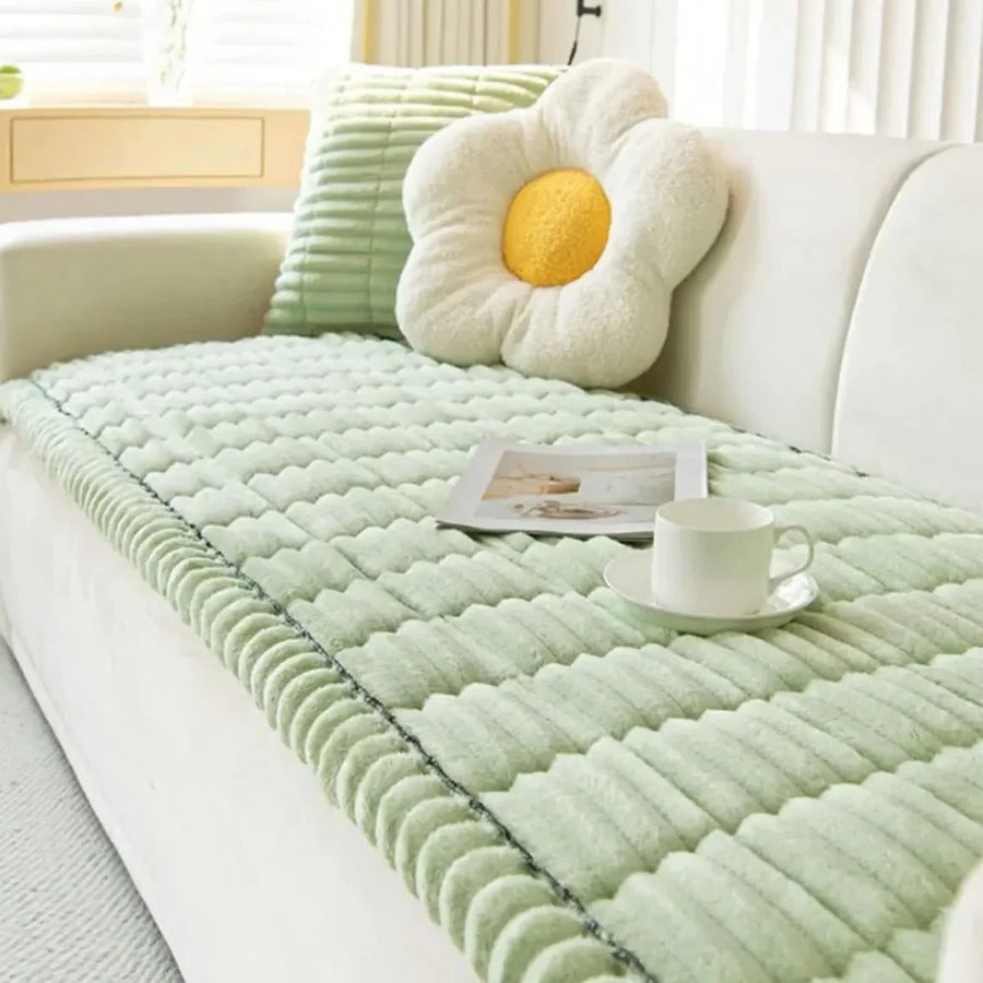 Textured Grip Back Polyester Couch Cover - Machine Washable Fabric