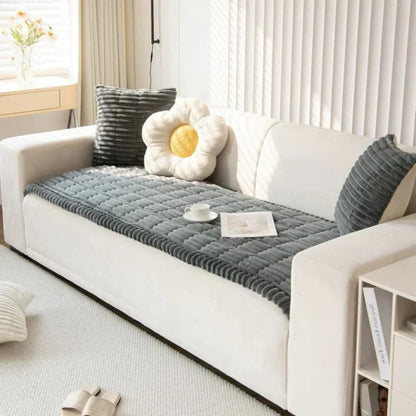 Textured Grip Back Polyester Couch Cover - Machine Washable Fabric