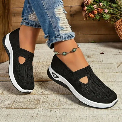 Breathable Mesh Sneakers for Women - Cushioned Walking Shoes for Wide Feet