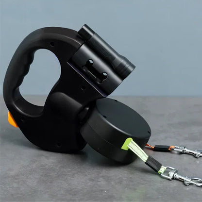 Dual Dog Leash with LED Light and 360° Tangle-Free Design