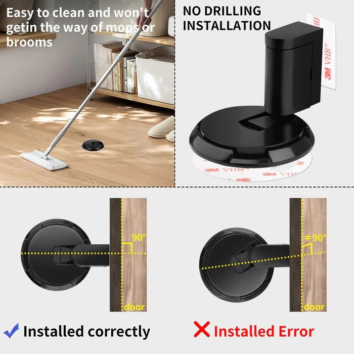 Heavy-Duty Door Stopper with Adhesive or Screw Mounting, Adjustable Height