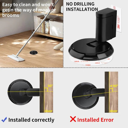 Heavy-Duty Door Stopper with Adhesive or Screw Mounting, Adjustable Height