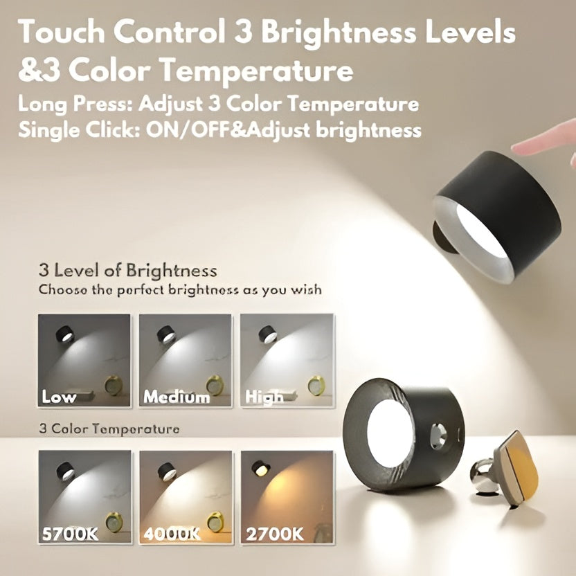 Touch Control LED Wall Lamp with Adjustable Brightness and 3 Color Options