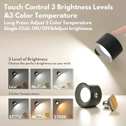 Touch Control LED Wall Lamp with Adjustable Brightness and 3 Color Options