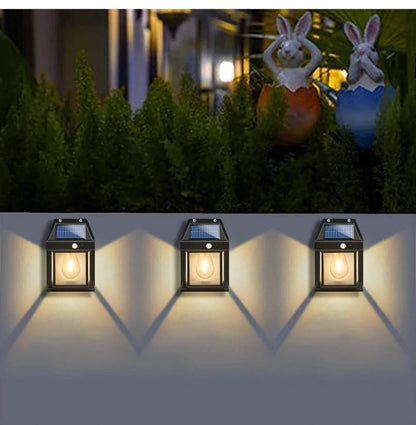 Set of 2 Solar-Powered Wall Lights for Outdoors