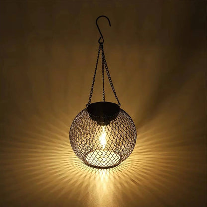 Solar-Powered Hanging Lantern for Outdoor Use