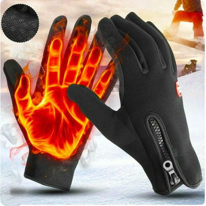 Thermal Touch Gloves with Zippered Cuffs and Enhanced Grip