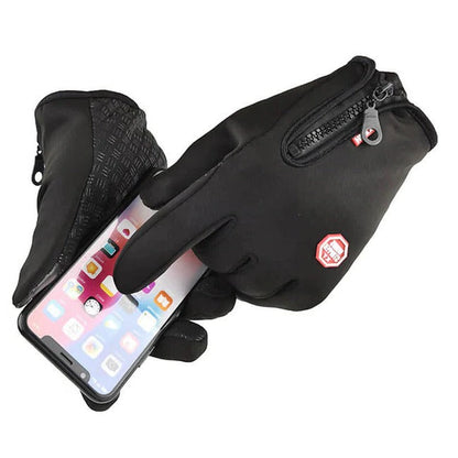 Thermal Touch Gloves with Zippered Cuffs and Enhanced Grip
