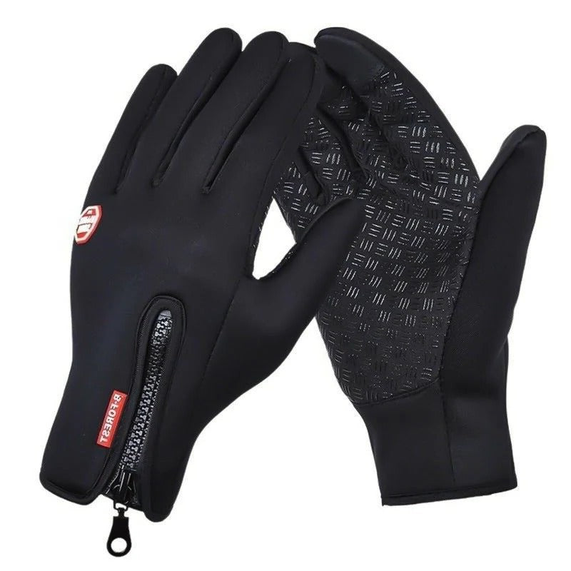 Thermal Touch Gloves with Zippered Cuffs and Enhanced Grip