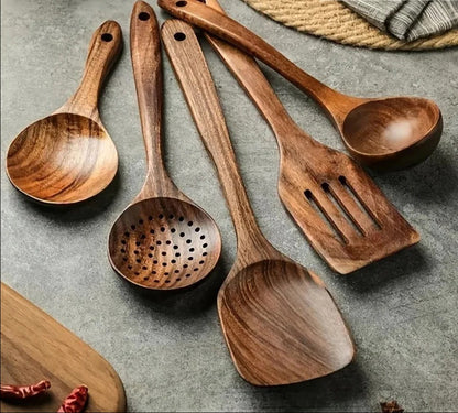 Essential Teak Cooking Utensil Collection - 4-Piece Set