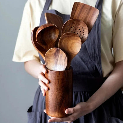 Essential Teak Cooking Utensil Collection - 4-Piece Set