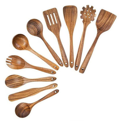 Essential Teak Cooking Utensil Collection - 4-Piece Set