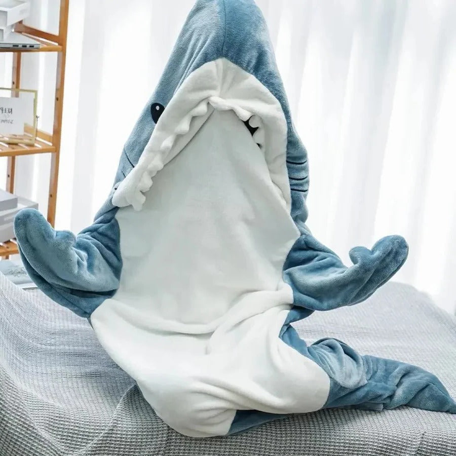 Snuggly Shark-Inspired Hoodie Blanket for Adults, Machine Washable