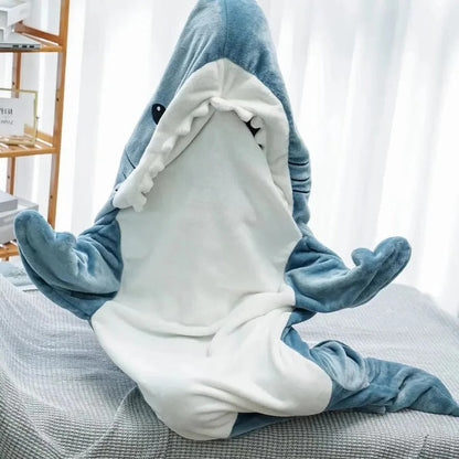 Snuggly Shark-Inspired Hoodie Blanket for Adults, Machine Washable