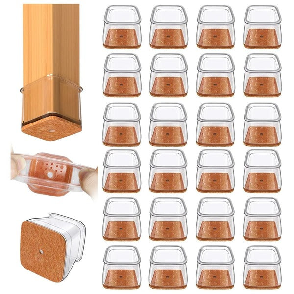 24-Pack Furniture Set of Square Protectors for Hardwood Chair Legs