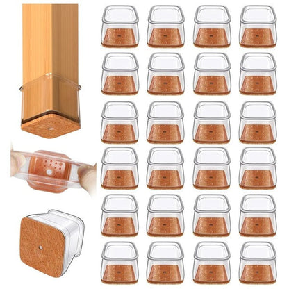 24-Pack Furniture Set of Square Protectors for Hardwood Chair Legs