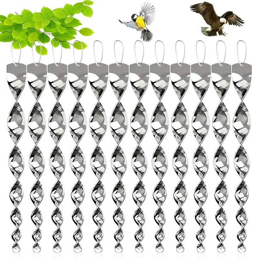 Shimmering Bird Repellent Spiral Rods with Wind Action, 12/24 Pack