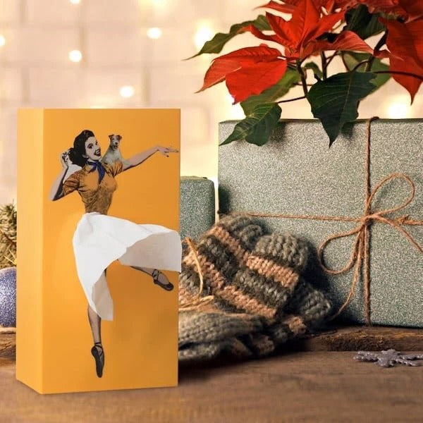 Animated Skirt Motion Tissue Box Holder with Weighted Base